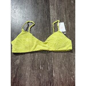 Andie Swim Bikini Top Womens XL Lime Green Floral Jacquard Textured Bandeau NWT